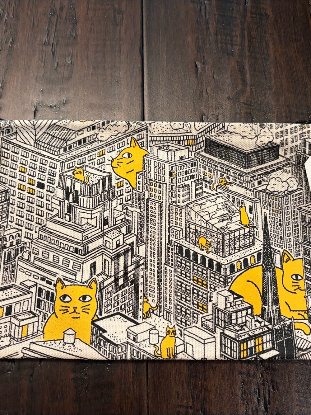 The strand bookstore new York city Yellow Cat City Print zippered pencil Bag